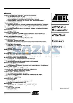 AT32AP7000-CTUR datasheet - 32-bit Microcontroller