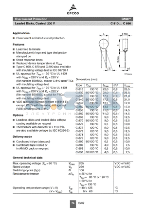 B59830C0130A070 datasheet - Overcurrent Protection