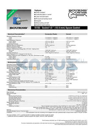 53RAA-R25-A15L datasheet - 51/53 - Sealed 1/2  (12.5 mm) Square Control