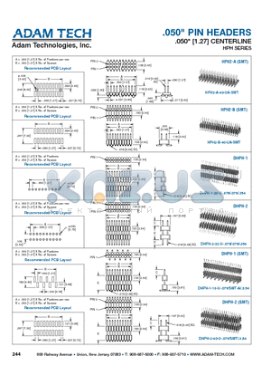 DHPH-2-32-U-.079 datasheet - .050 PIN HEADERS .050 [1.27] CENTERLINE