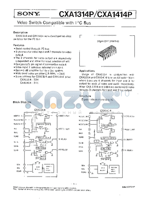 CXA1314P datasheet - VIDEO SWITCH COMPATIBLE WITH I2C BUS