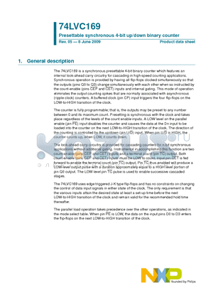 74LVC169D datasheet - Presettable synchronous 4-bit up/down binary counter