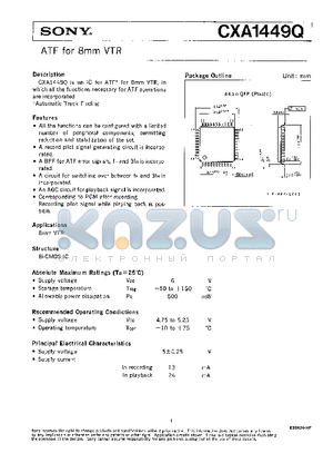 CXA1449Q datasheet - ATF FOR 8mm VTR