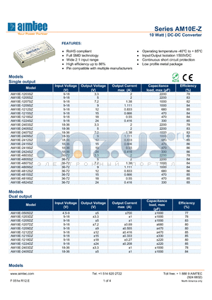 AM10E-Z_13 datasheet - 10 Watt | DC-DC Converter