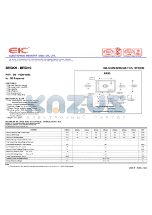 BR5000 datasheet - SILICON BRIDGE RECTIFIERS