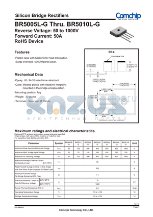 BR5005L-G datasheet - Silicon Bridge Rectifiers
