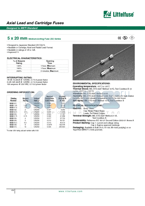 0232016 datasheet - 5 x 20 mm Medium-Acting Fuse