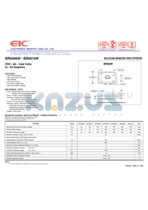 BR5010W datasheet - SILICON BRIDGE RECTIFIERS