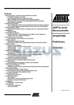 AT32AP7002 datasheet - 32-bit Microcontroller