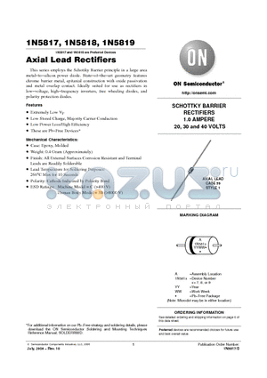 1N5817RL datasheet - Axial Lead Rectifiers