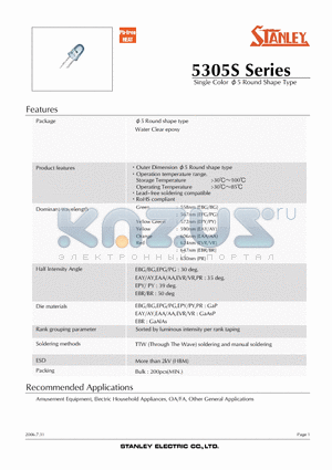 BR5305S datasheet - Single Color v5 Round Shape Type