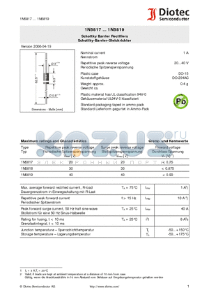 1N5817_07 datasheet - Schottky Barrier Rectifiers