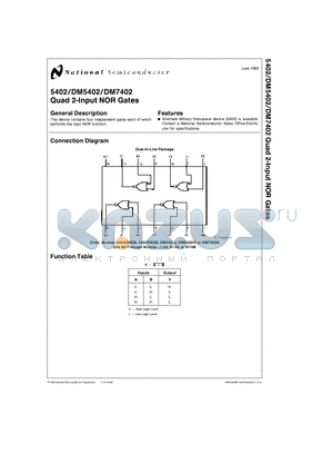 5402DMQB datasheet - Quad 2-Input NOR Gates