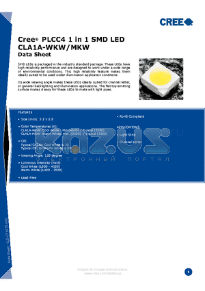 CLA1A-WKW datasheet - Cree^ PLCC4 1 in 1 SMD LED