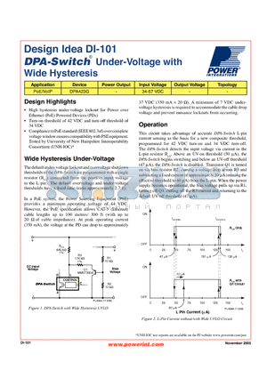 DI-101 datasheet - Under-Voltage with Wide Hysteresis