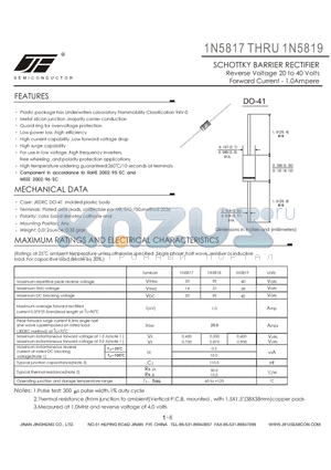 1N5818 datasheet - SCHOTTKY BARRIER RECTIFIER