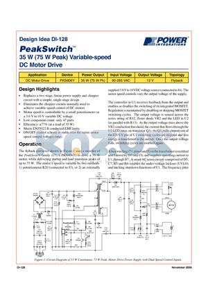 DI-128 datasheet - 35 W (75 W Peak) Variable-speed DC Motor Drive