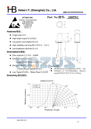 540PWC datasheet - 5MM LED