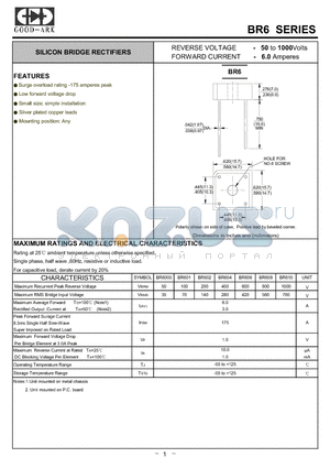 BR604 datasheet - SILICON BRIDGE RECTIFIERS