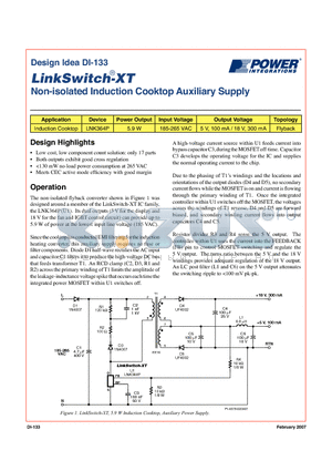 DI-133 datasheet - Non-isolated Induction Cooktop Auxiliary Supply