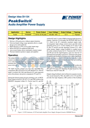 DI-134 datasheet - Audio Amplifier Power Supply