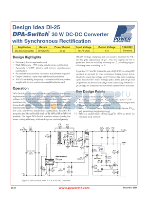 DI-25 datasheet - 30 W DC-DC Converter with Synchronous Rectification