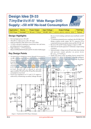 DI-33 datasheet - Wide Range DVD Supply: <50 mW No-load Consumption