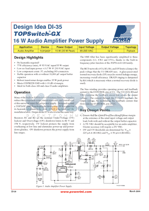 DI-35 datasheet - 16 W Audio Amplifier Power Supply