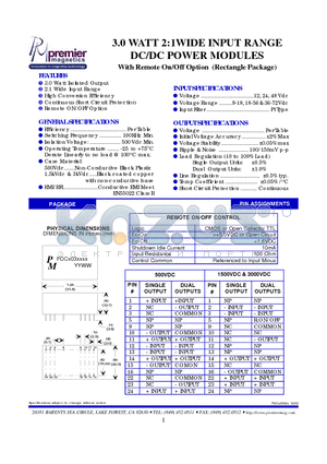 B5AS1215NX datasheet - 3.0 WATT 2:1WIDE INPUT RANGE DC/DC POWER MODULES With Remote On/Off Option (Rectangle Package)