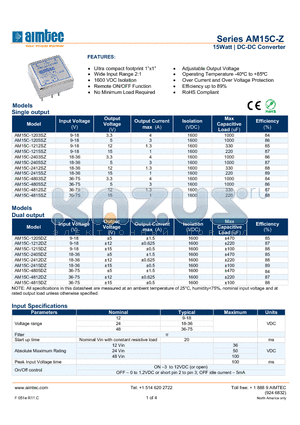 AM15C-Z_13 datasheet - 15Watt | DC-DC Converter