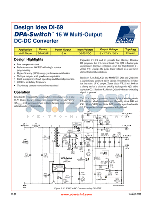 DI-69 datasheet - 15 W Multi-Output DC-DC Converter