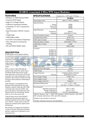 DI-8B35-01 datasheet - Linearized 4-Wire RTD Input Modules