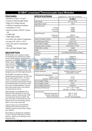 DI-8B47J-01 datasheet - Linearized Thermocouple Input Modules