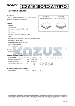 CXA1646Q datasheet - Electronic Volume