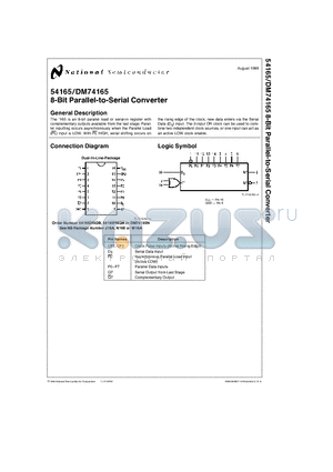 54165 datasheet - 8-Bit Parallel-to-Serial Converter