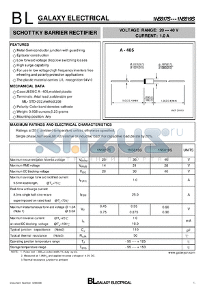 1N5819S datasheet - SCHOTTKY BARRIER RECTIFIER