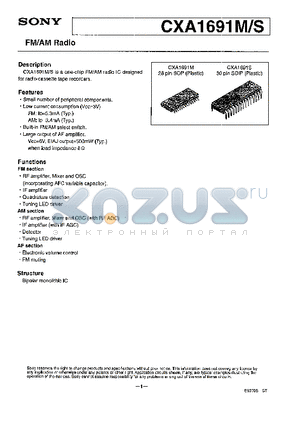 CXA1691M datasheet - FM/AM RADIO