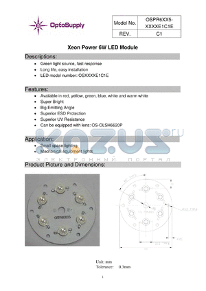 B5XZE1C1E datasheet - Xeon Power 6W LED Module Green light source, fast response