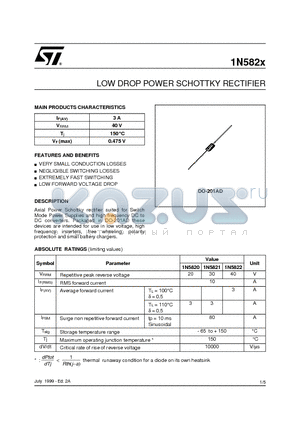 1N5820 datasheet - LOW DROP POWER SCHOTTKY RECTIFIER