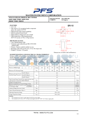 BR805 datasheet - SINGLE-PHASE BRIDGE RECTIFIER