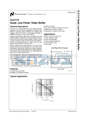 CLC114 datasheet - Quad, Low Power Video Buffer