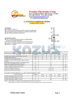 1N5820 datasheet - 3A SCHOTTKY BARRIER RECTIFIERS