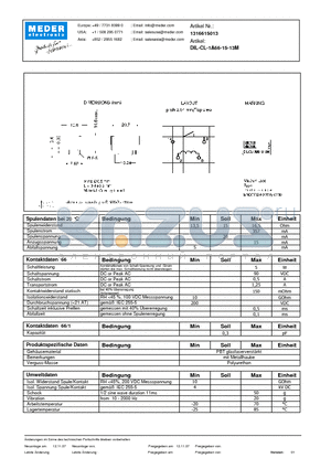 DIL-CL-1A66-15-13M_DE datasheet - (deutsch) DIL Reed Relay