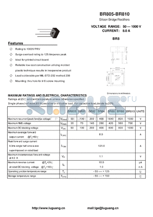 BR810 datasheet - Silicon Bridge Rectifiers