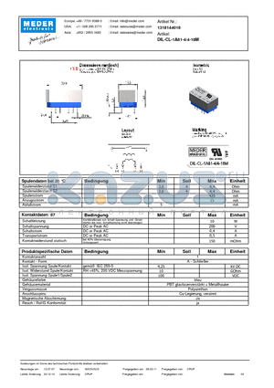 DIL-CL-1A81-4-4-18M_DE datasheet - (deutsch) DIL Reed Relay