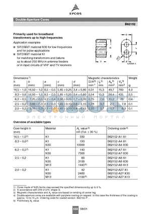 B62152-A27-X13 datasheet - Double-Aperture Cores