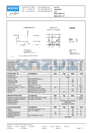 DIL05-1A66-11F datasheet - DIL Reed Relays