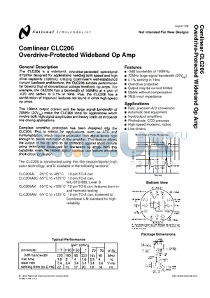 CLC206AI datasheet - Overdrive-Protected Wideband Op Amp