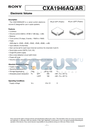 CXA1946 datasheet - Electronic Volume