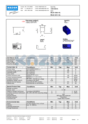 DIL05-1A66-15L datasheet - DIL Reed Relay
